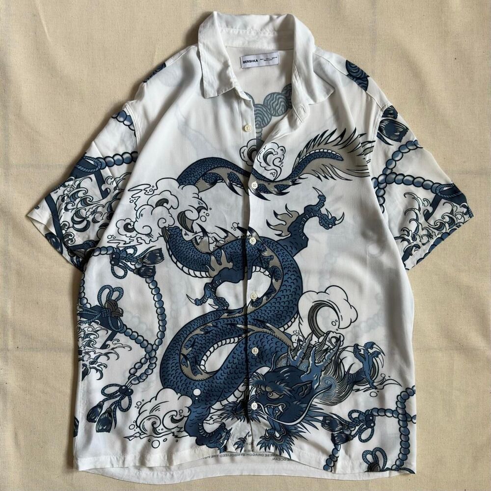 Bershka Dragon Camp Collar Shirt L
